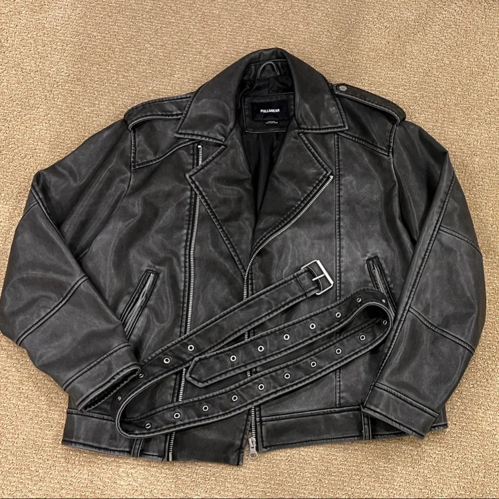 Pull&Bear Dark Gray Biker Jacket for Men - Picture 8 of 8